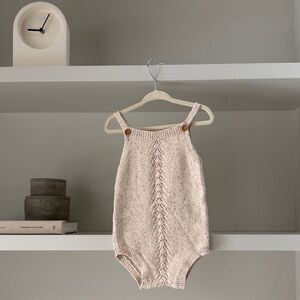 Jamie Kay Knit Cable Romper in Soft Cream Speckle